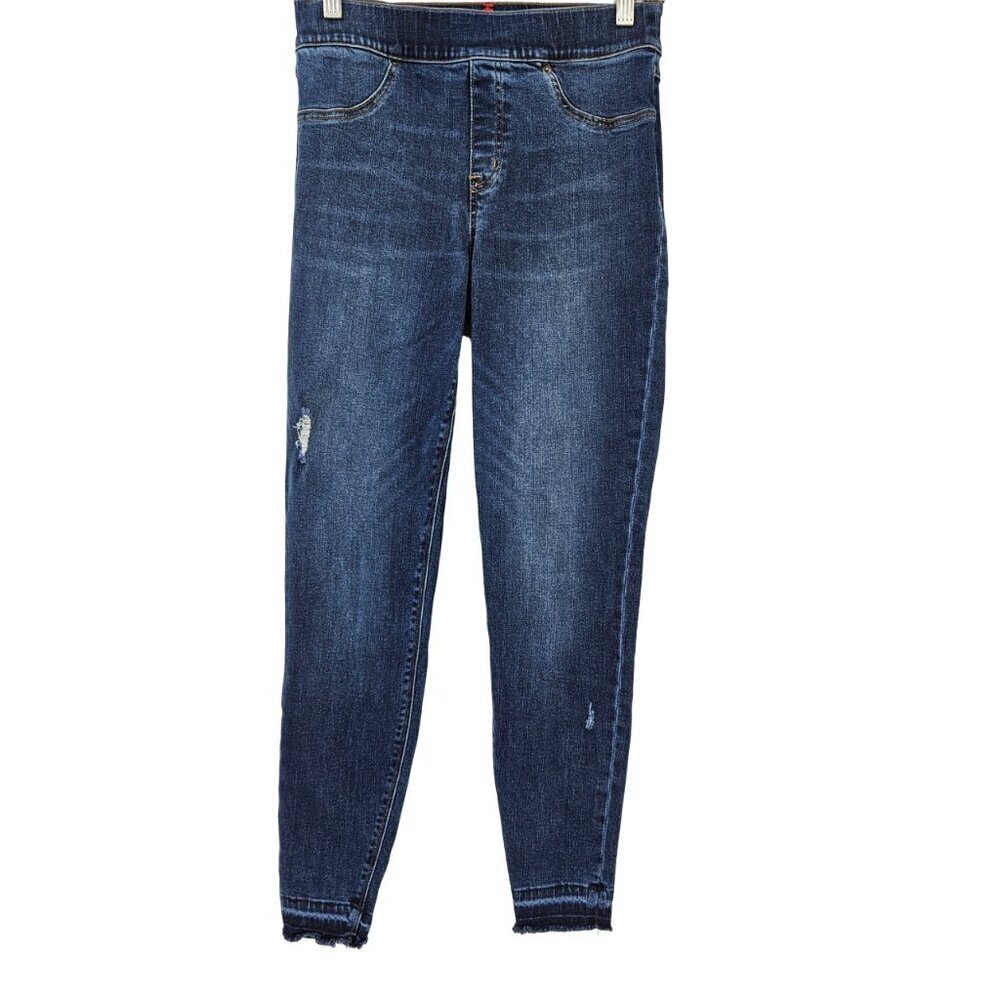 Spanx Distressed Ankle Skinny Jean Denim Legging Medium Wash Women’s Size M - Picture 2 of 11